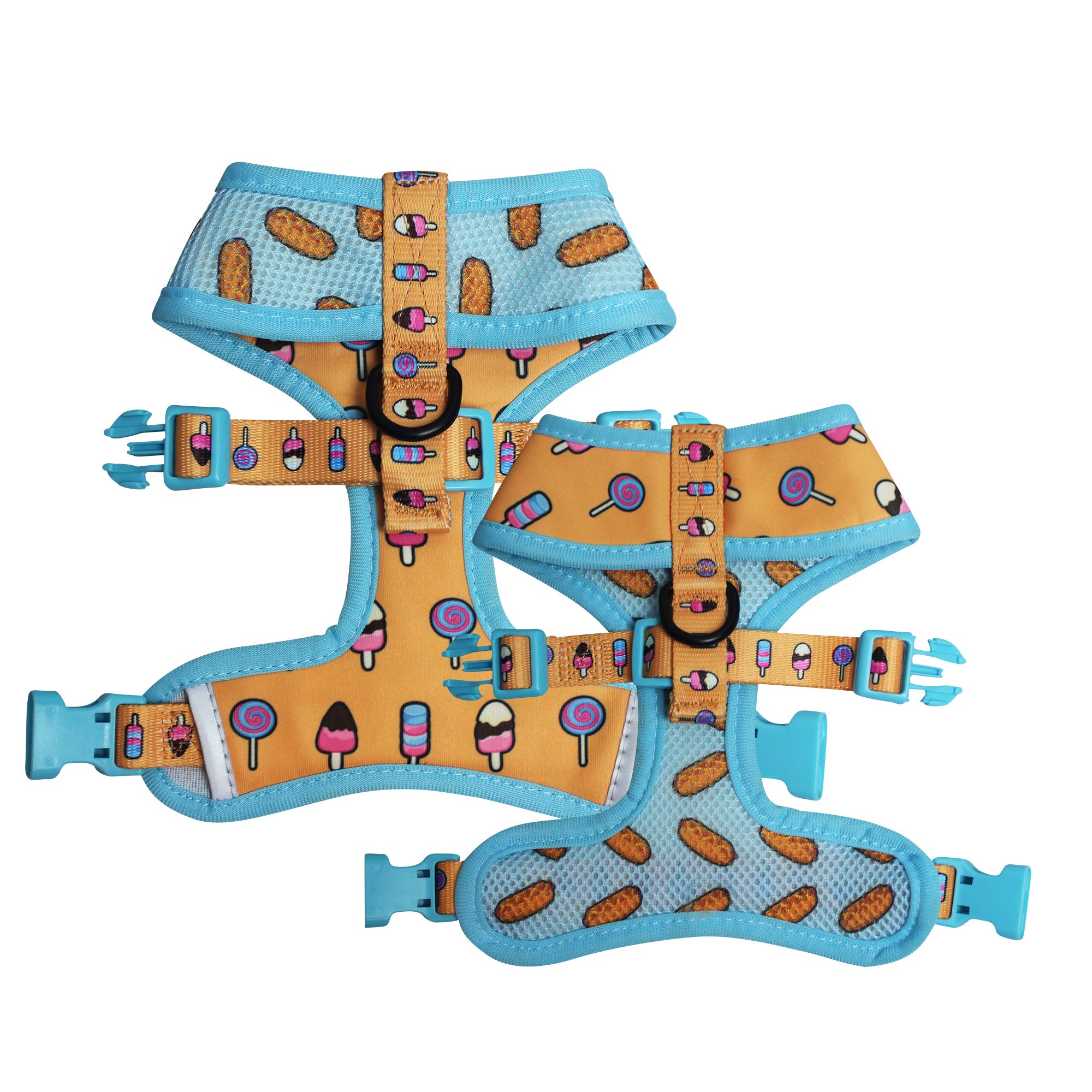 2019 Premium Reversible and Adjustable Dog Harness, The Perfect Pet Harness + Free Safety Seat Belt Attachment Included- UK Brand (Ice Cream, XL)