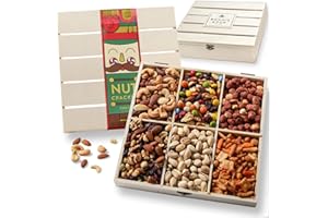 Christmas Nut Gift Basket in Rustic Crate- Healthy Snack Box Holiday Gift Tray- Corporate, Family, Kids, Men, Women- Bonnie a