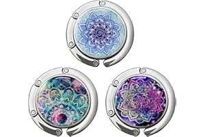 Knocent Foldable Purse Hook Handbag Hangers for Table Handbag Storage Folding Decor Table Hook,Women's Bag Handbag Hanger Holder (Mandala 3pack)