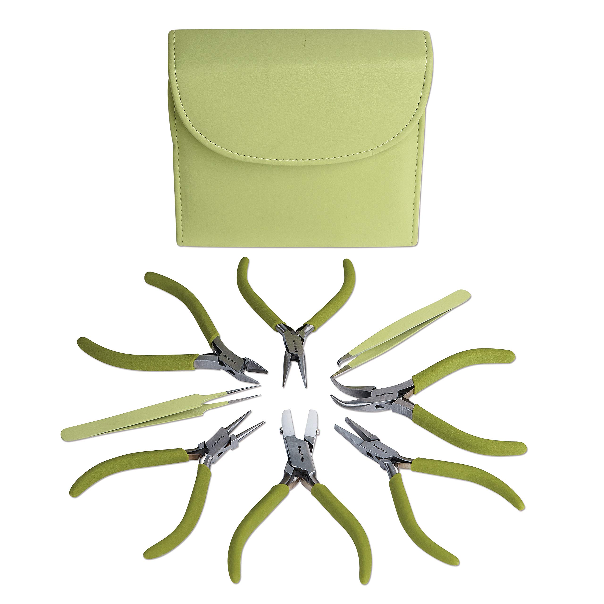 Beadsmith Fashion Color Plier Set &, Clutch-Light Olive - PLFAS06