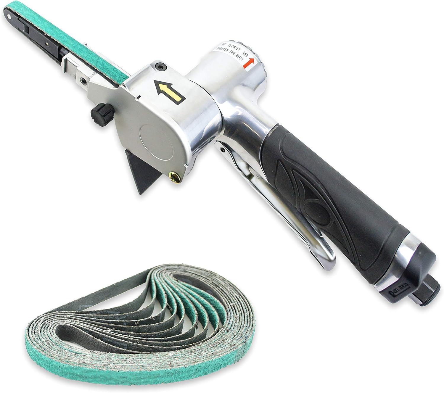 3/8” x 13” Air Belt Sander with (10 Extra) 60 Grit Zirconia Belts - - 
