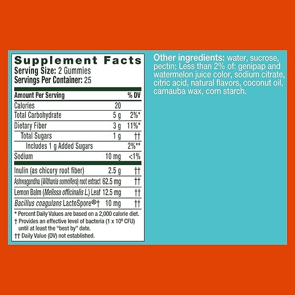 ALIGN PROBIOTIC, DIGESTIVE DE-STRESS, PROBIOTIC FOR WOMEN AND MEN WITH ASHWAGANDHA, HELPS WITH A HEALTHY RESPONSE TO STRESS, GLUTEN FREE, SOY FREE, VEGETARIAN, 50 GUMMIES