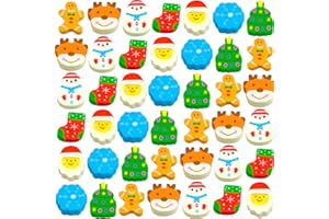 BHUCUTU 300 Pieces Mini Erasers Assortment Mini Christmas Erasers Animal Erasers Kids Erasers Bulk Cake Erasers Mini Pencil Erasers Santa Erasers Assorted Novelty Erasers (Christmas)
