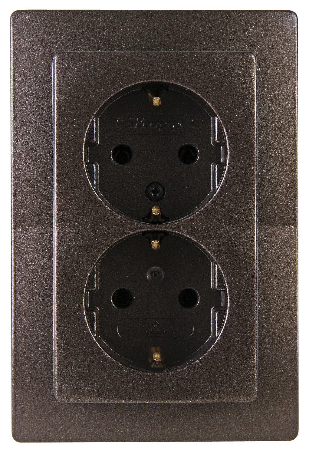 Kopp Paris protective contact socket, 2-way, without contact protection, complete device for installation in a 1-way switch box Ø 60mm, 16A, 250V~, IP20, rosewood brown, 941126061, 1 piece