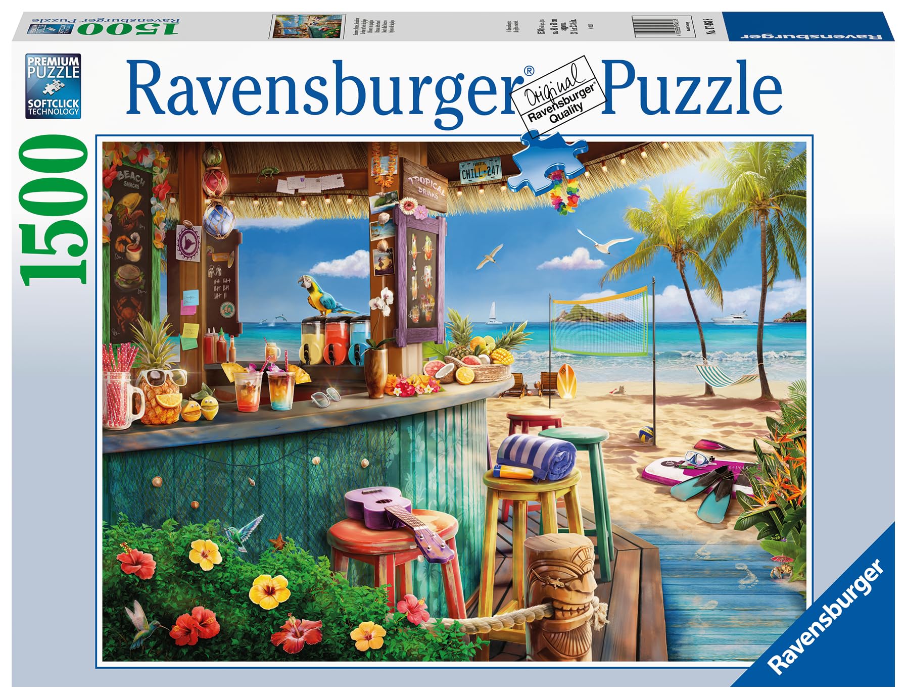 Ravensburger Beach Bar Breezes 1500 Piece Jigsaw Puzzles for Adults and Kids Age 12 Years Up - Ocean Landscape