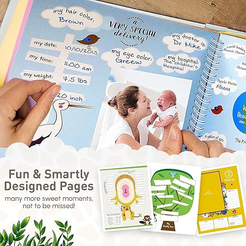 Ronica First Year Baby Memory Book Baby Journal Modern Baby Shower Gift  Keepsake for New Parents to Reco