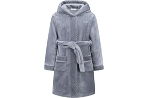 MGEOY Boys Girls Flannel Robe Soft Hooded Terry Coth Robes for Kids With Silk Eye Sleep Mask Size 4-16