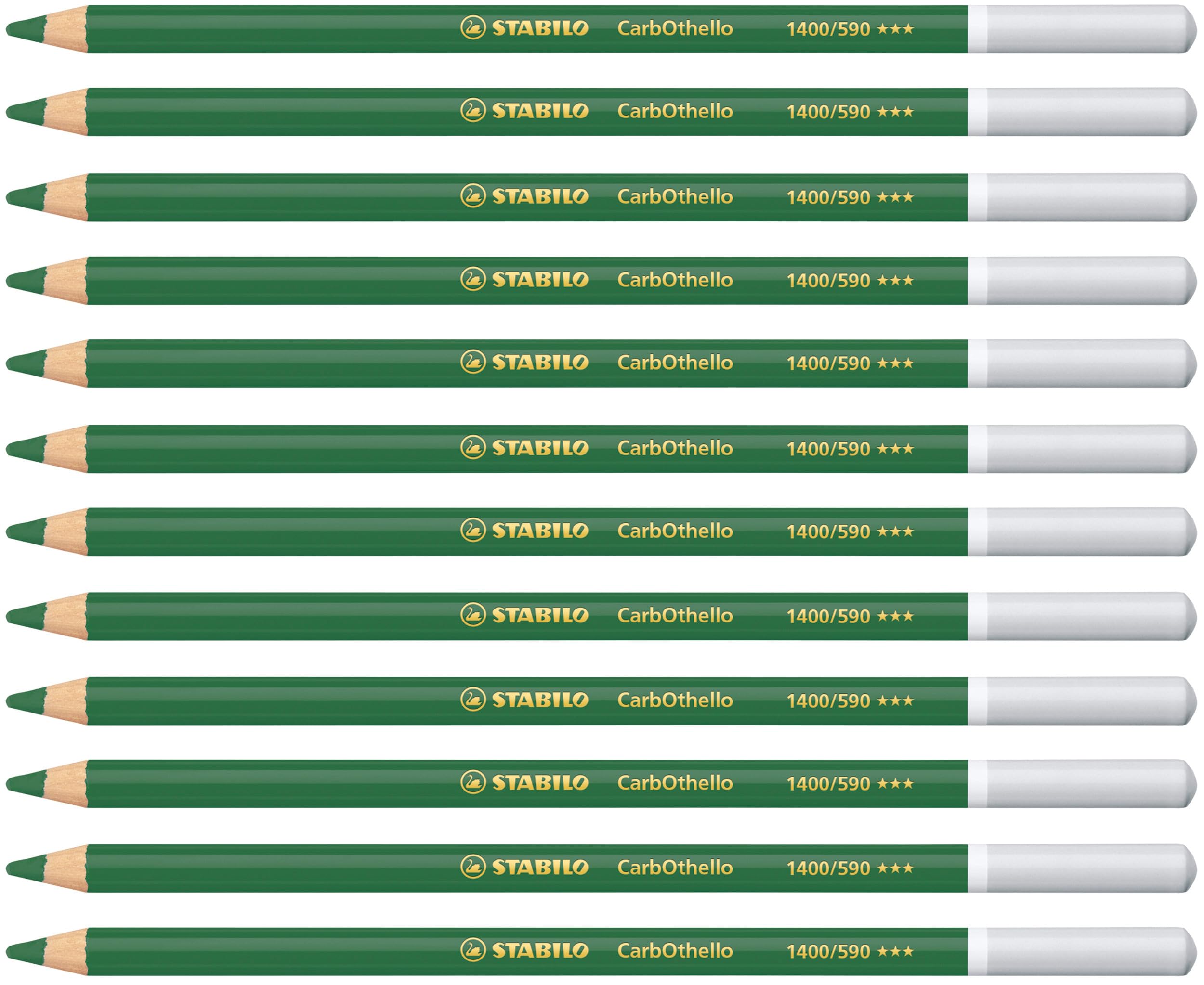 STABILO CarbOthello - Chalk-Pastel Pencil - Pack of 12 - Viridian Matt