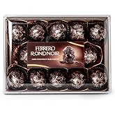 Ferrero Rocher Rondnoir, Premium Dark Chocolate 14 Count - Individually Wrapped Candy Gift Box with Cocoa Filling, Crispy Wafer Shell &amp; Whole Almond Dark Chocolate Pearl Center, 138g/4.8oz