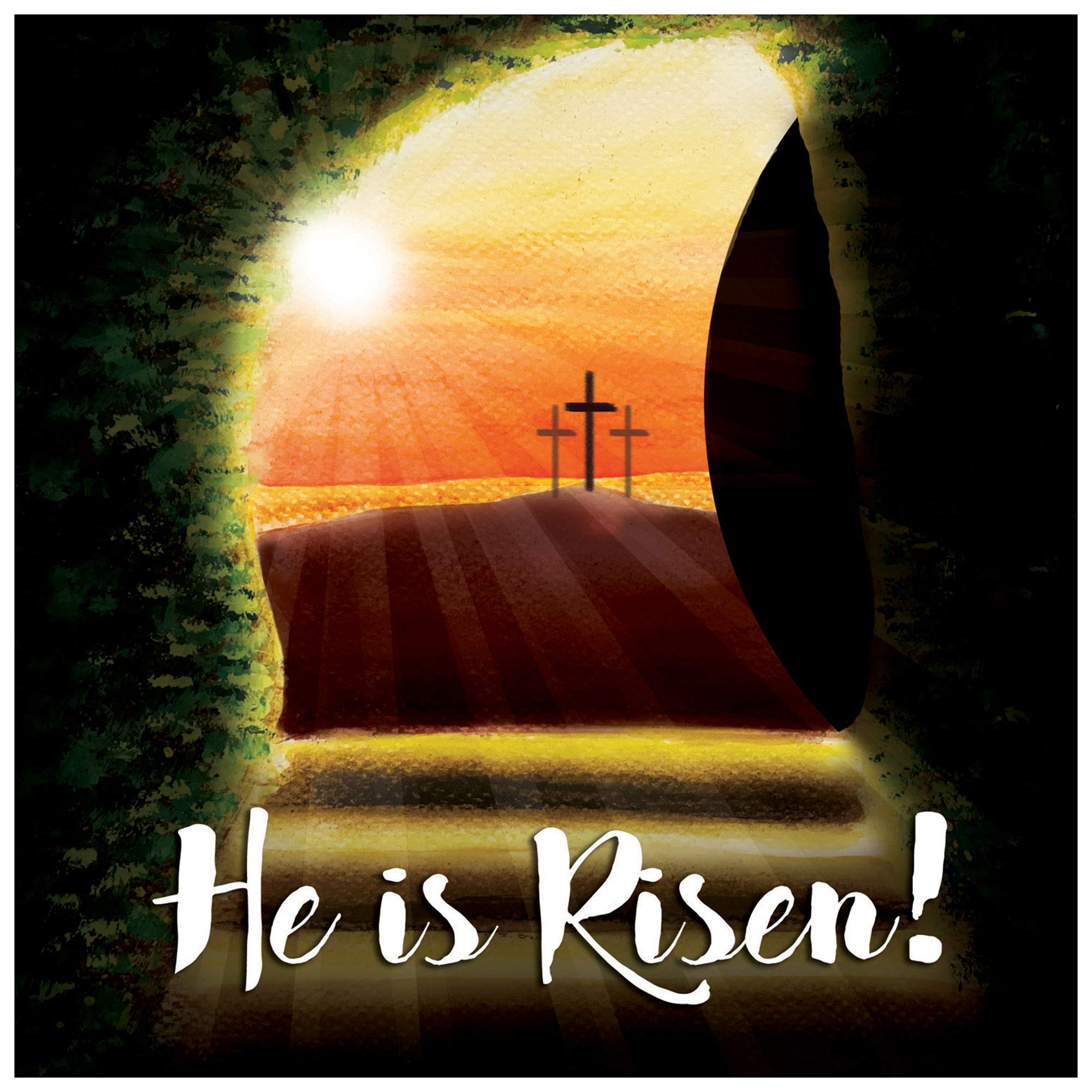Religious Easter Cards - He is Risen, pack of 5, with white envelopes and Bible verse inside these Christian Easter cards, by Just Cards Direct