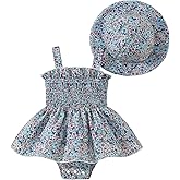 Jeinxcn Toddler Baby Girl Summer Clothes Halter Floral Romper Dress Backless Outfits with Hat