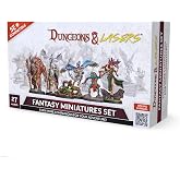 Dungeons &amp; Lasers Archon Studio Fantasy DND Miniatures Set - 27 Figures with Scenic Bases for 5E Compatible Tabletop RPG Games - Unpainted, Assembly Required - for Ages 14 Years and up