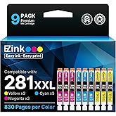 E-Z Ink Compatible Ink Cartridge Replacement for Canon CLI-281XXL CLI281XXL 281XXL to use with TR7520 TR8520 TS6120 TS6220 TS6320 TS8120 TS8220 TS9120 TS9520 TS9521C TS702 Printer (9 Pack)