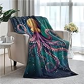 Retro Octopus Blankets for Couch Sofa Bed Throw Blanket Super Soft Lightweight Warm Gift for Women Men Kids Indoor Home Decor 40X50in