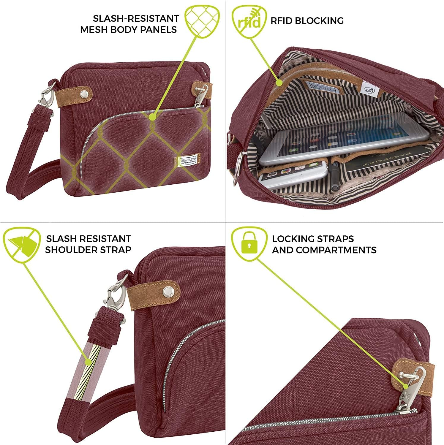 Travelon Anti-theft Heritage Crossbody Bag, Indigo