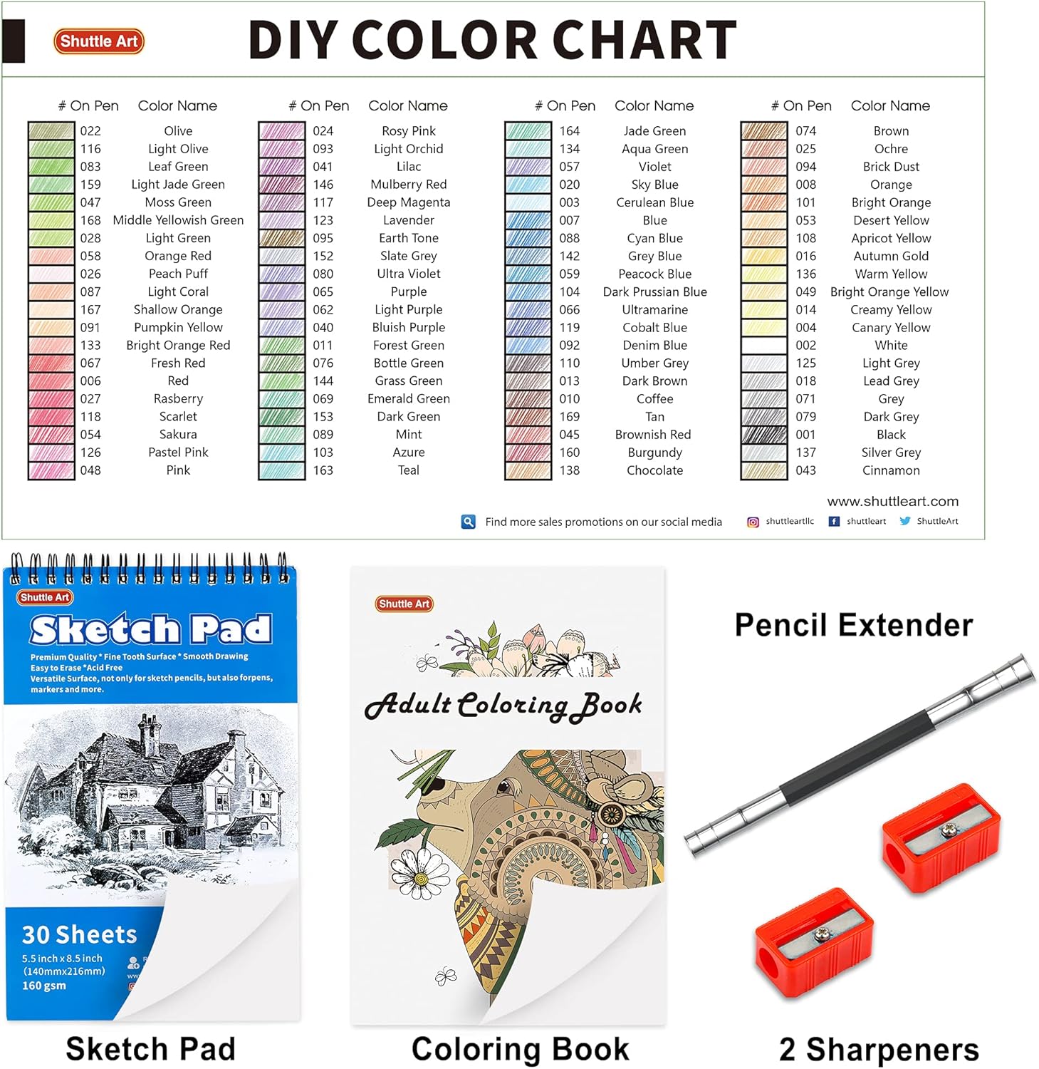80 Colored Pencils, Shuttle Art Soft Core Coloring Pencils with Coloring Book, Sketch Pad and Sharpener, Premium Color Pencils for Adult Coloring, Sketching and Drawing, Art Supplies for Kids & Adults : Office Products