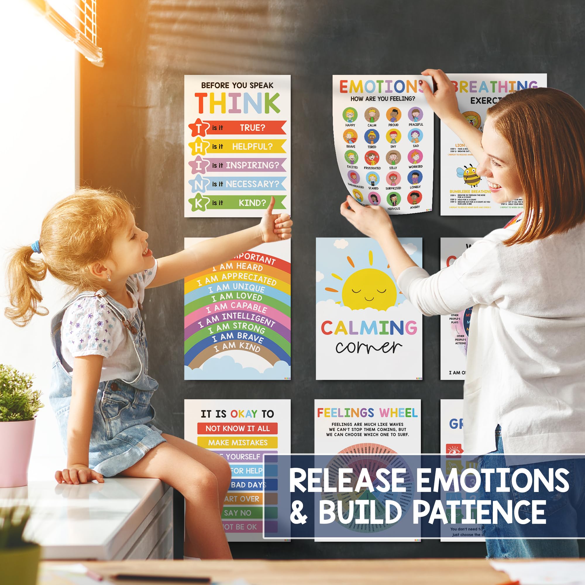 Mua 12 Calming Corner Classroom Posters (10x14) - Feelings Wheel Chart ...