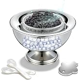 Mysora Complete Caviar Server Set with Ice Chilled Stainless Steel Bowl, Glass Caviar Dish, Lid, 2 Mother of Pearl Spoons and Tin Opener for Parties, Weddings and Fine Dining, Premium Roe Chiller