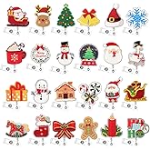 24 Pack Christmas Badge Reel Retractable Cute Holiday Badge Reels Advent Calendar 2025 Funny Christmas Tree for Advent Calendar ID Badge Holder
