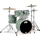 Pacific Drums &amp; Percussion PDP Concept Maple 4-Piece Fusion, Satin Seafoam Drum Set Shell Pack (PDCM20FNSF), 8x10 &amp;9x12 Tom,14x14 Floor Tom, 16x20 Kick Drum