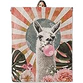Llama Throw Blanket for Girls Boys Kids Adults, 50x60 in, Cozy Flannel Blanket for Bedroom, Camping, Couch, Room Decor, Fuzzy Warm Soft Gifts