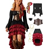 SVMVVGW Pirate Costume Women Outfits Renaissance Halloween Costume | Also dress up for Steampunk / Renaissance/ Gypsy Costume