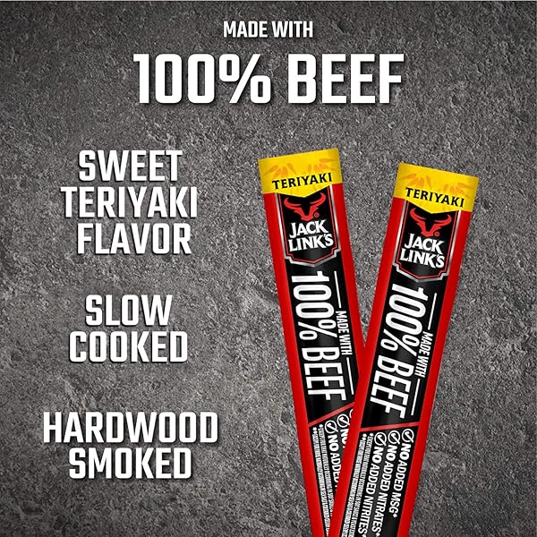 JACK LINK’S BEEF STICKS, TERIYAKI – PROTEIN SNACK, MEAT STICK WITH 5G OF PROTEIN, MEAT SNACK STICKS MADE WITH 100% BEEF, KETO FRIENDLY – 0.92 OZ. (1 COUNT)