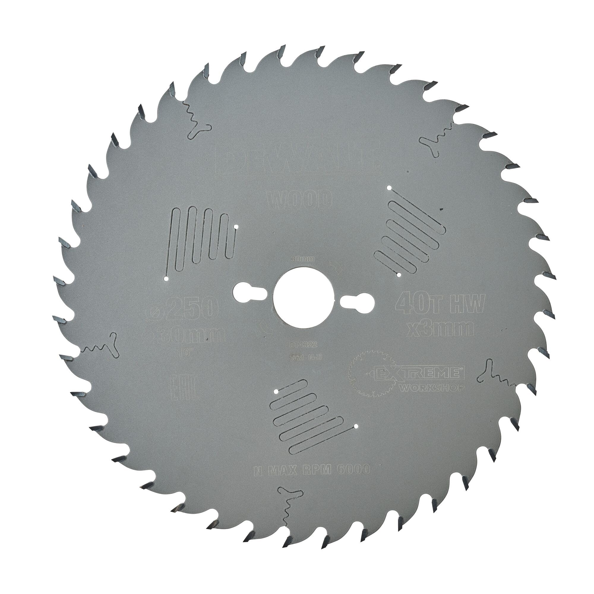 DeWalt DT4322QZ 250 x 30mm x 40-Tooth Circular Saw Blade Series 60, DEWDT4322QZ