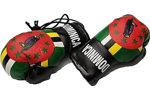 PLESIU BUNFIREs Dominica Flag Mini Banner Boxing Glove Rear View Mirror Dominica Roseau