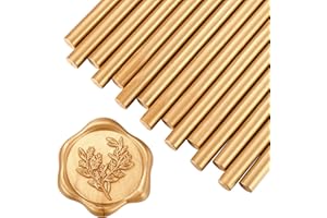 Yoption 15 Pieces Light Gold Glue Gun Sealing Wax Sticks for Wax Seal Stamp, Great for Wedding Invitations, Envelopes, Cards, Christmas Gift Ideas, Wine Packages (Light Gold)
