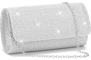 RNIEGA Clutch Purses for Women, Evening Bag with Detachable Chain Ladies Sparkling Party Handbag Wedding Bags