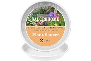 SAUCERHOME 2 Packs Plant Saucer Pot Tray 6 8 10 12 14 16 19 20 Inch Plastic Flower Planter Saucers and Drip Trays for Indoors Outdoors, Heavy Durable Plant Plate Water Catcher (16 Inch White)