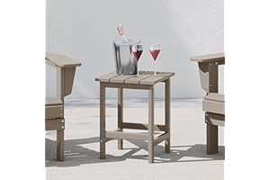 WestinTrends Malibu Square Outdoor Side Table for Adirondack Chair, Weathered Wood
