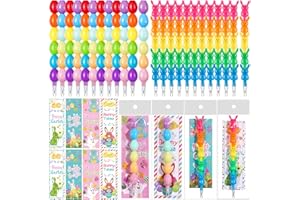 MotiMind 24 Set Easter Party Favors Stackable Pencils for Kid Bunny Egg Stacking Pencils with Blessing Card Rabbit Pencil for
