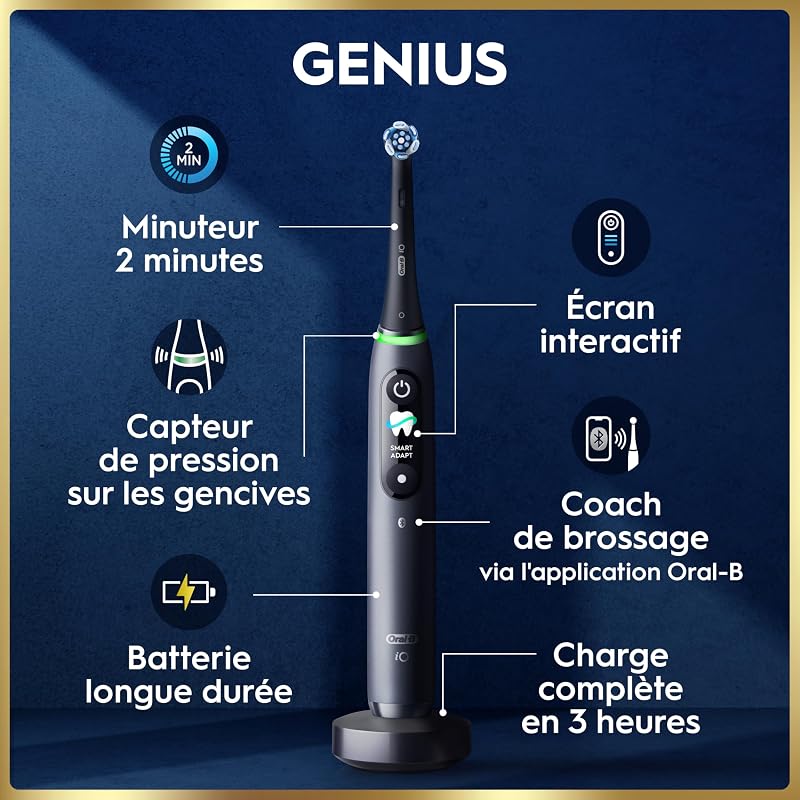 Brosse à Dents Electrique iO 9, 3 Brossettes de Rechange, Noire