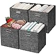 Posprica Collapsible Storage Cubes,11×11 Heavy Duty Fabric Stroage Basket Bins, 4pcs,Black