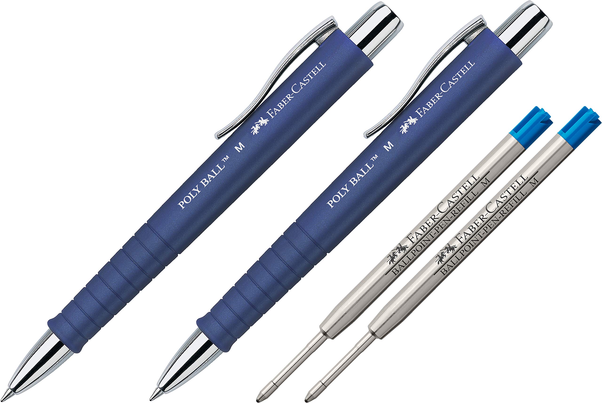 Faber-Castell Poly Ball Ballpoint Pen Blue (Pack of 2 + Refill)