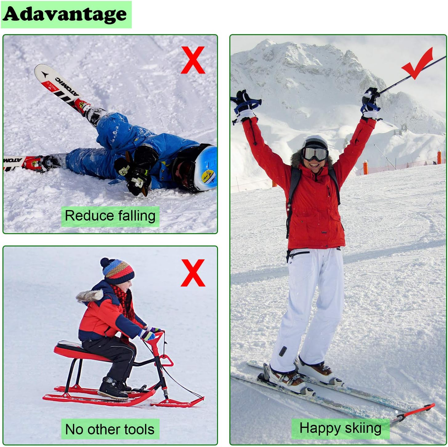 Gejoy 2 Pieces Ski Tip Connector Trainer Ski Training Aid Easy Wedge For Beginners Skiing Training