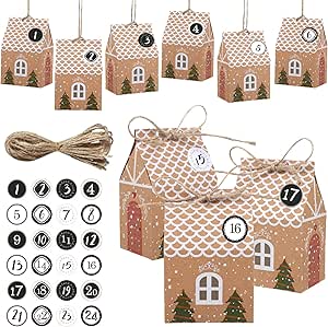 LEMESO 24 x Navidad Cajas para Regalo de Forma Casa ...