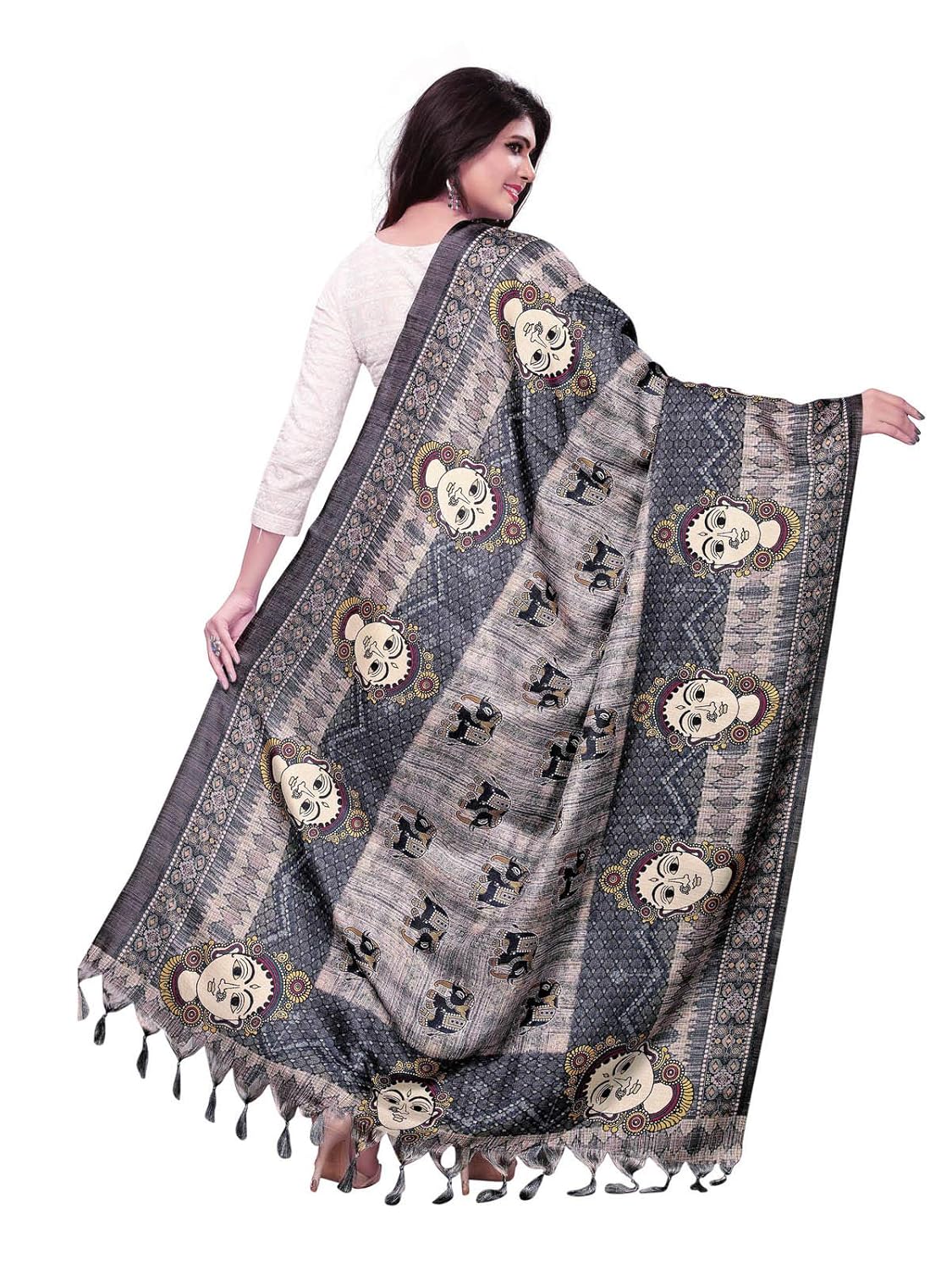 kanchnar women's bhagalpuri silk digital print dupatta