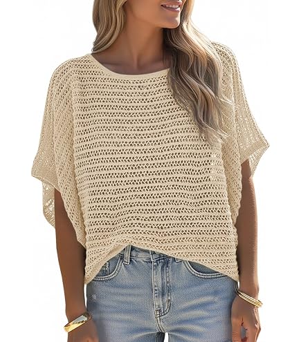 UNCLECAT Women's Crochet Tops Short Sleeve Sweater 2026 Fashion