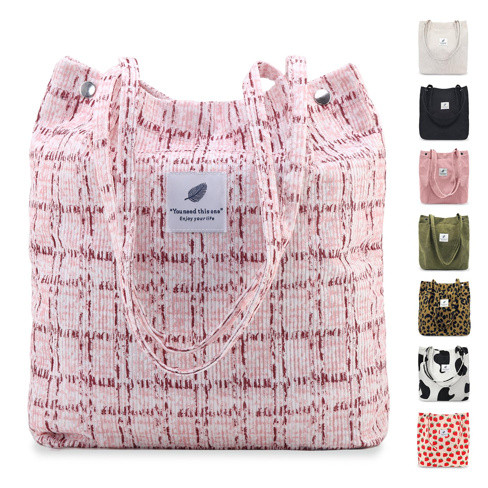 レディース コーデュロイトートバッグ 大容量 カジュアル ホーボー ショルダーバッグ インナーポケット付き 通勤 旅行 ショッピング