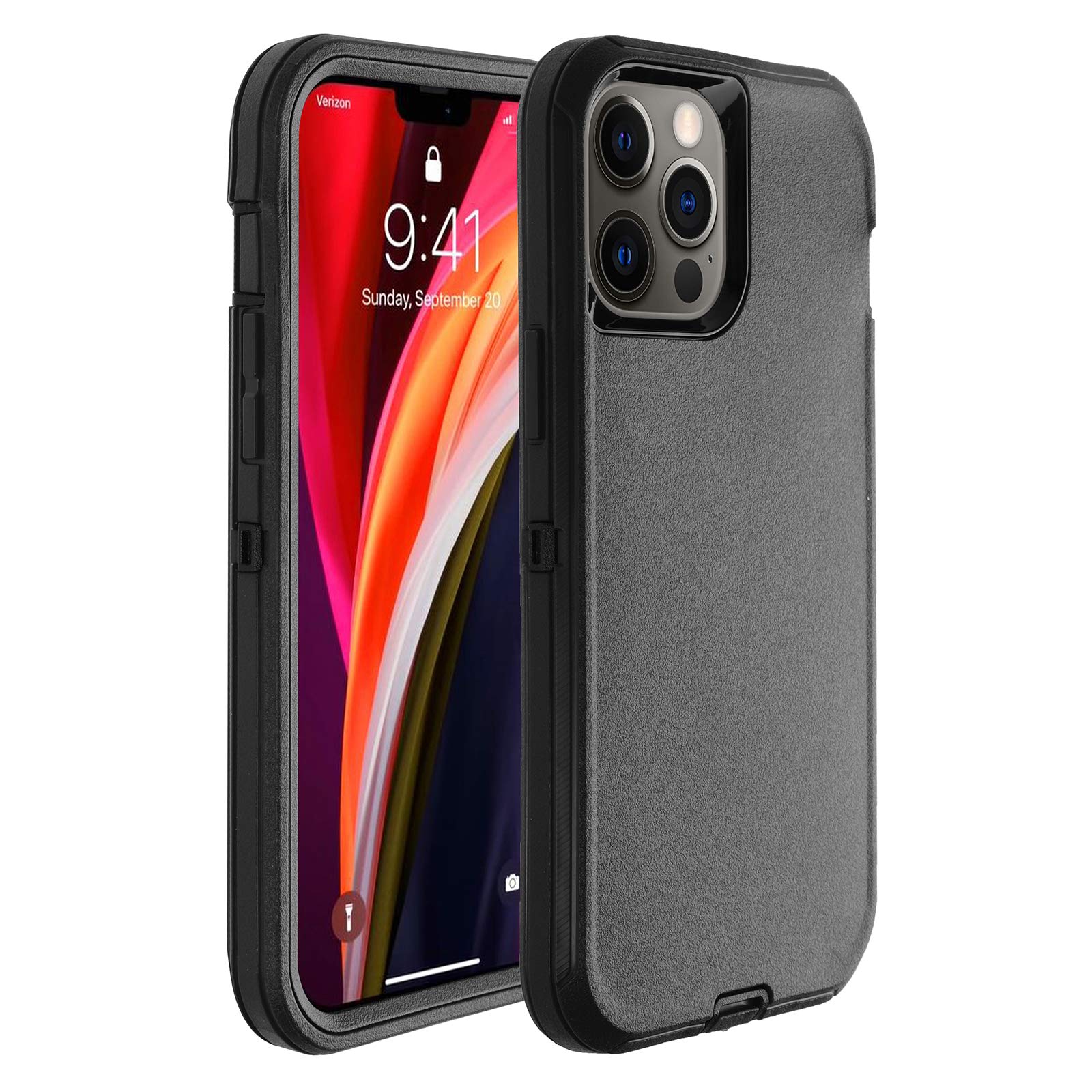 smartelf Compatible with iPhone 12 Pro Max Case Cover Shockproof Heavy Duty Drop Protecton Hybrid Dual Layer Hard Shell Phone Cases for 6.7 inch -Black