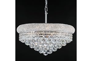 Gifarich Crystal Chandeliers for Dining Room Light Fixtures Over Table，Empire Style K9 Crystal Chandeliers for Bedroom，9 Lights Chrome Luxury Lighting Fixtures for Living Room Kitchen Island Entryway