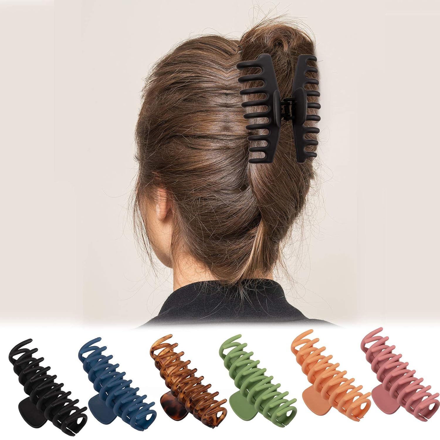 Whaline Hair Claw Clip Large Matte Hair Catch Nonslip Jumbo Hair Claws Strong Hold Hair Jaw Clamp Hair Styling Accessories for Women Girls Thin Thick Hair, 6 Pack, 4.33 Inch : Beauty