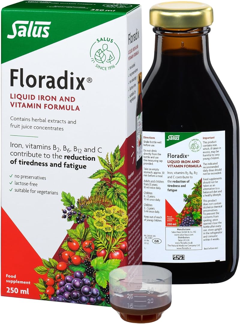 Salus Floradix Liquid Iron 250ml with Vitamin C & B-Complex Vegetarian