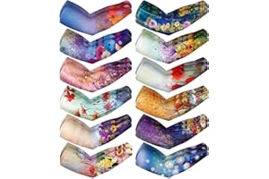 Tisancy 12 Pairs Women Farmers Sleeves UV Sun Protection Arm Sleeves for Cooling Cover Gardening Sports 21inch