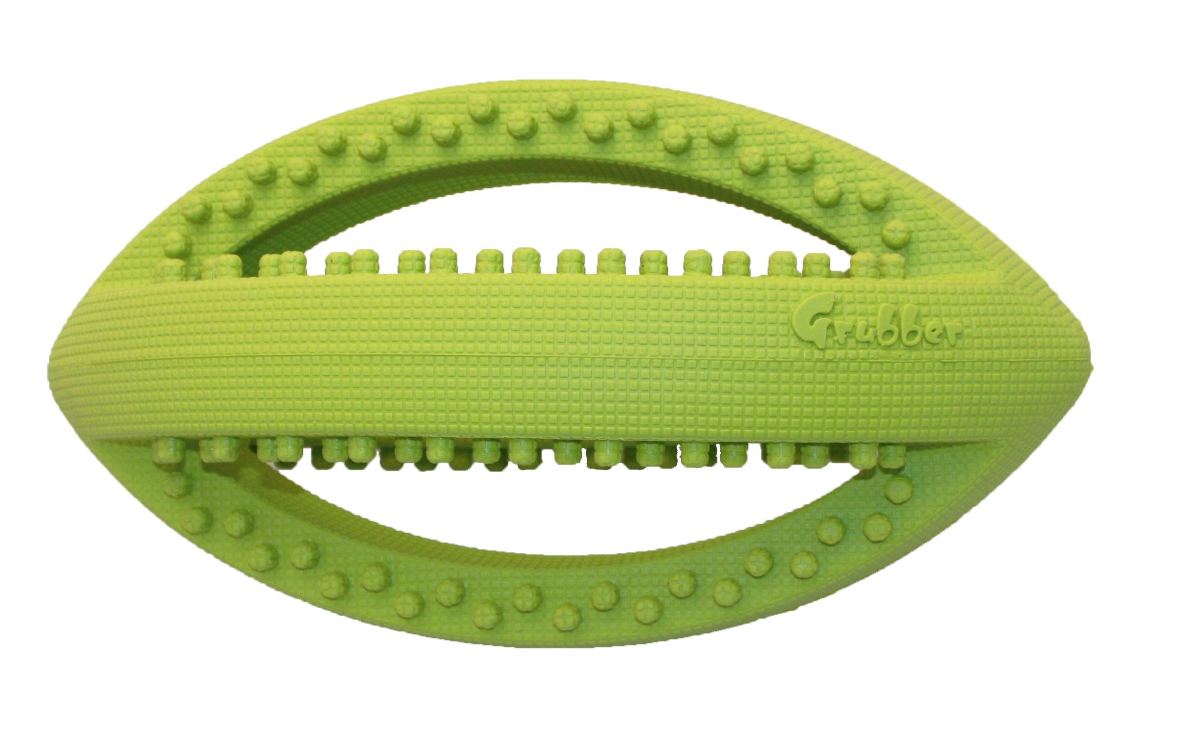 Happy Pet Grubber Rugby Ball Dog Toy Strong Fun Interactive Bouncy Chewing Outdoor Playing Catch Fetch Lightweight Tugging Pulling for All Breeds