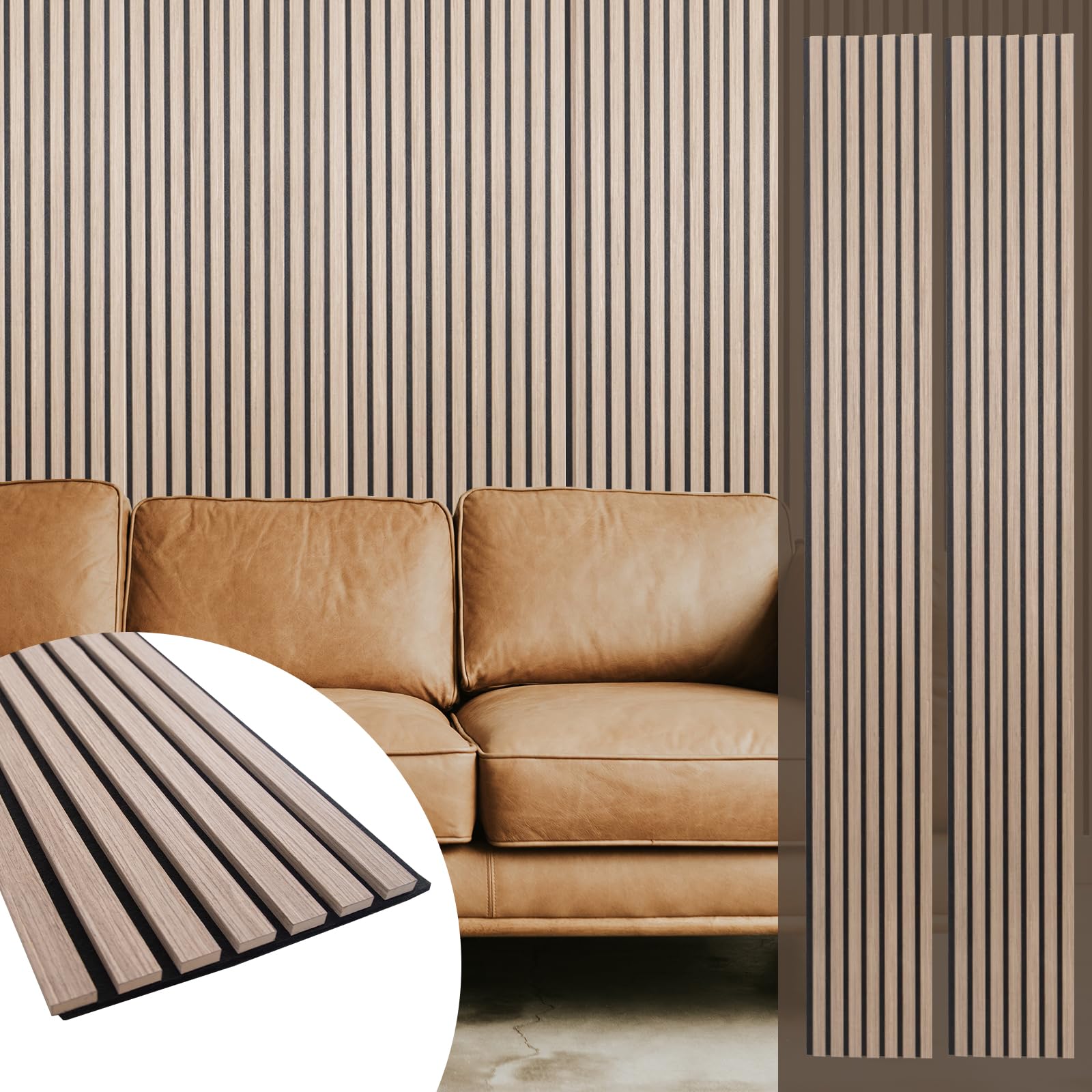 Photo 1 of Yuzzy Wood Panels for Wall and Ceiling - 108 x 11 Inch Wood Slat Acoustic Panels 2 PCS - Modern Sound Absorbing Wall Panels for Interior Wall Decor for Home, Office, Studio - Rustic Walnut
