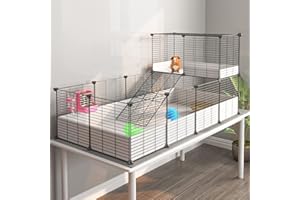 Oneluck Guinea Pig Cage,Indoor Habitat Cage with Waterproof Plastic Bottom,Playpen for Small Pet Bunny, Turtle, Hamste, Loft and Partition
